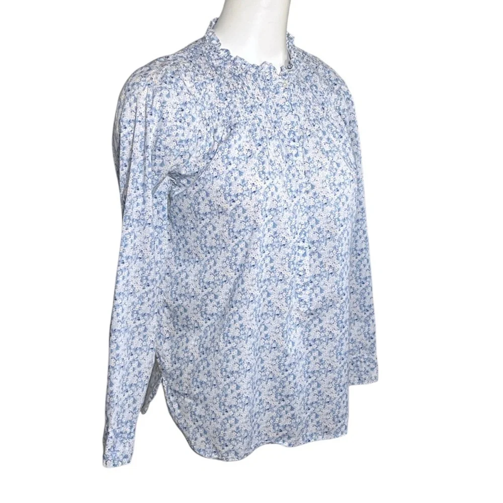 J.Crew Liberty Fabric Misti Valeria Floral Popover Blouse Ruffle Neck XS